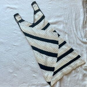 Crocheted Dress -cream white and black